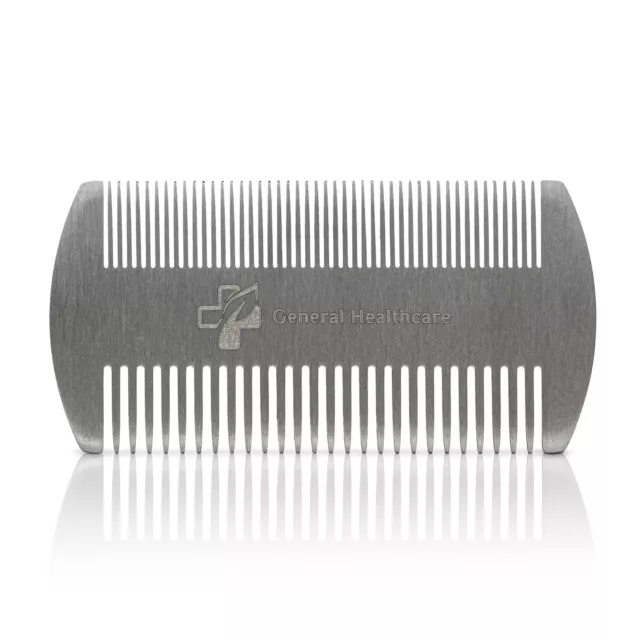 General Healthcare Metal Stainless Steel Hair Comb - Dual Action Lice Hair Beard