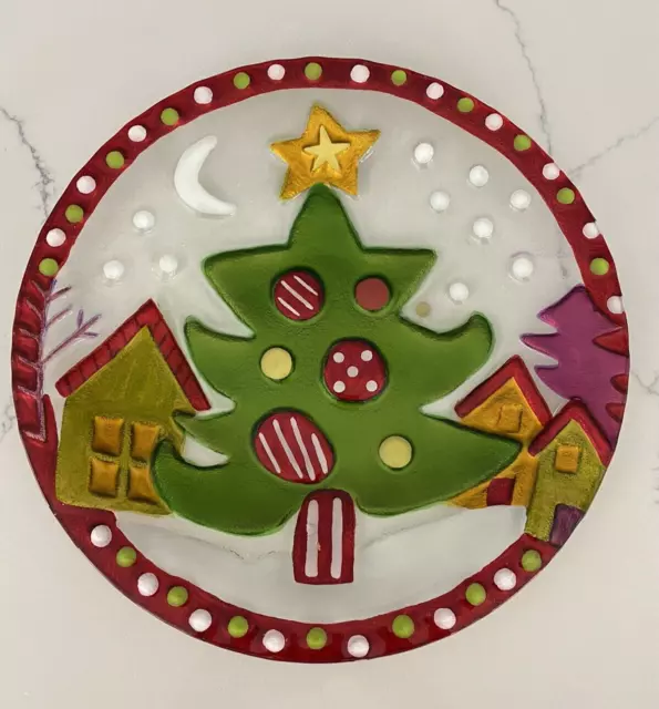 Silvestri Plate Christmas Tree 11" Lori Siebert Glass Fusion