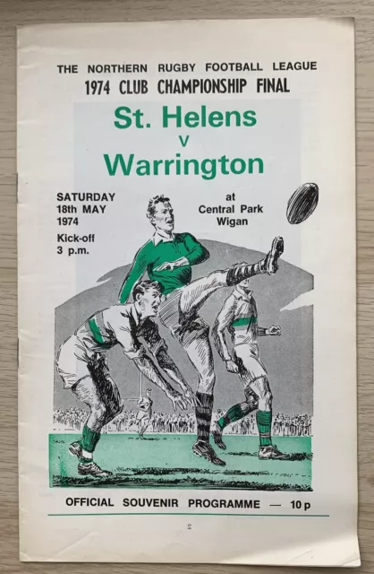 rugby league programme championship final St Helens v Warrington 1974