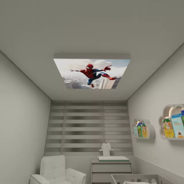 Kinderzimmer, Deckenlampe, LED, Leuchtbild, Spiderman, Dimmbar, 65x65, Aluminium