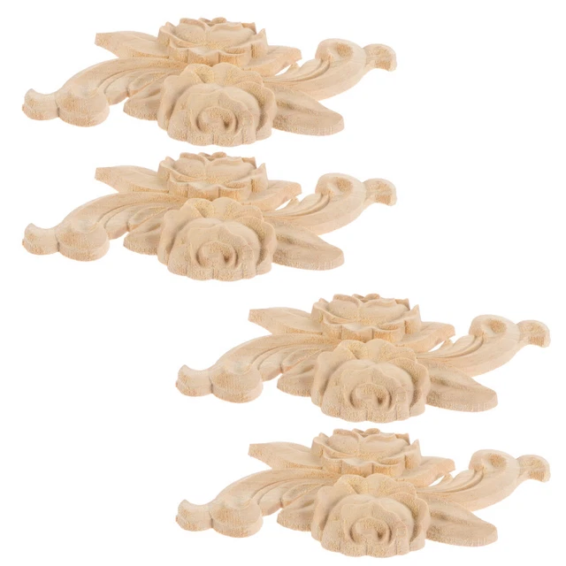 4 pezzi intaglio legno rosa mobili decorazione legno intagliato ortlay applique orna