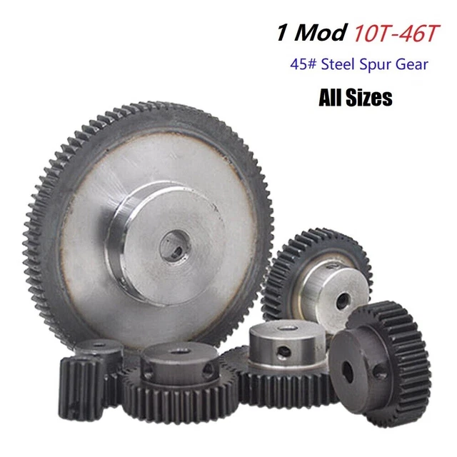 1.5 Mod 12T - 80T Pinion Gear Spur Gears With Step 45# Steel Hole / Keyway Bore | UK