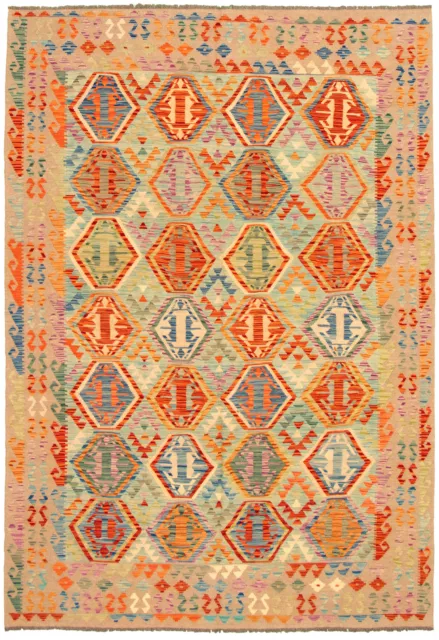 Vintage Hand Woven Carpet 6'10" x 9'10" Traditional Wool Kilim Rug