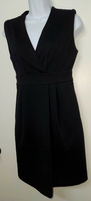 Banana Republic Size 2 Sheath Dress Career Black Sleeveless V-Neck Zipper