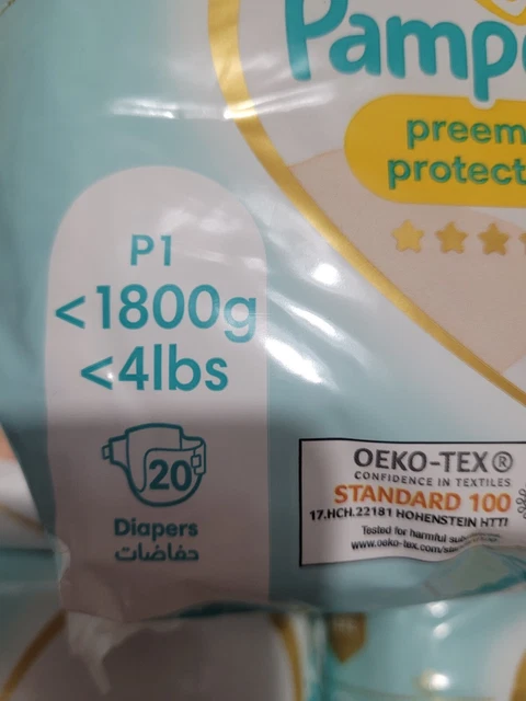 PAMPERS PREEMIE PREMATURE Baby,Size P1 1800g 4lbs Nappies,7xPacks of 20
