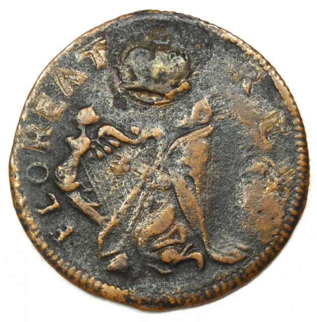 1670 New Jersey St Patrick Farthing Colonial Coin 1/4P. VF Detail - Rare Variety