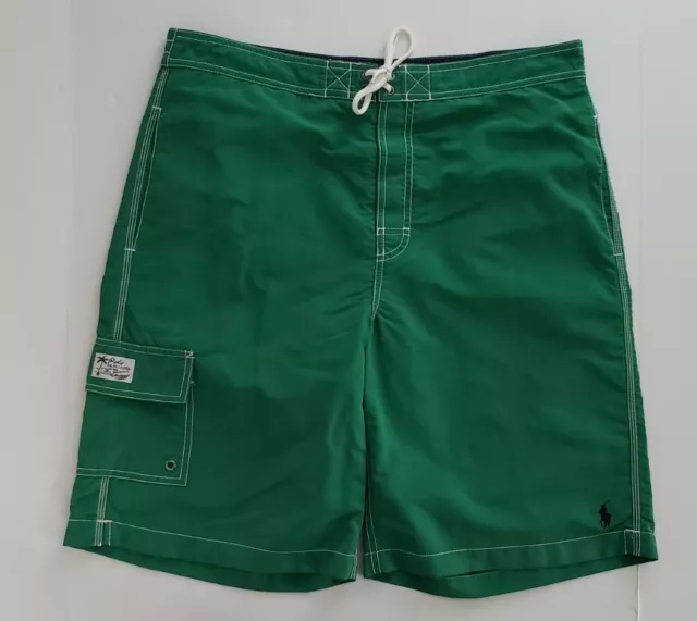 Polo Ralph Lauren Swim Trunks Mens Sz M Green Cargo Board Shorts Mesh Lined