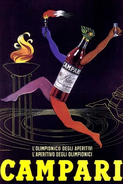 Poster Manifesto Locandina Pubblicità Aperitivo Stampa Vintage Bitter  Campari