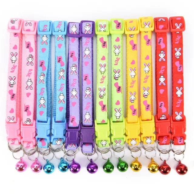 cute rabbit pattern pets cat dog puppy kitten adjustable pet collar with bell yu 2