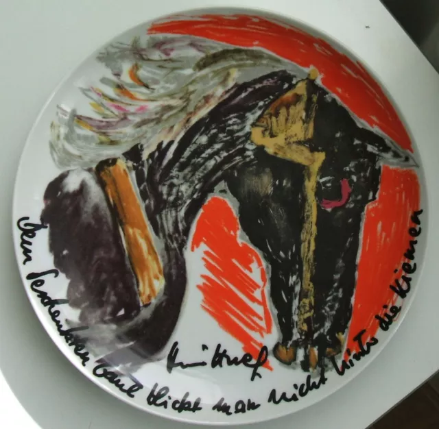 HILDEGARD KNEF signiert ROSENTHAL  Künstlerteller MULTIPLE limitiert Pferdekopf