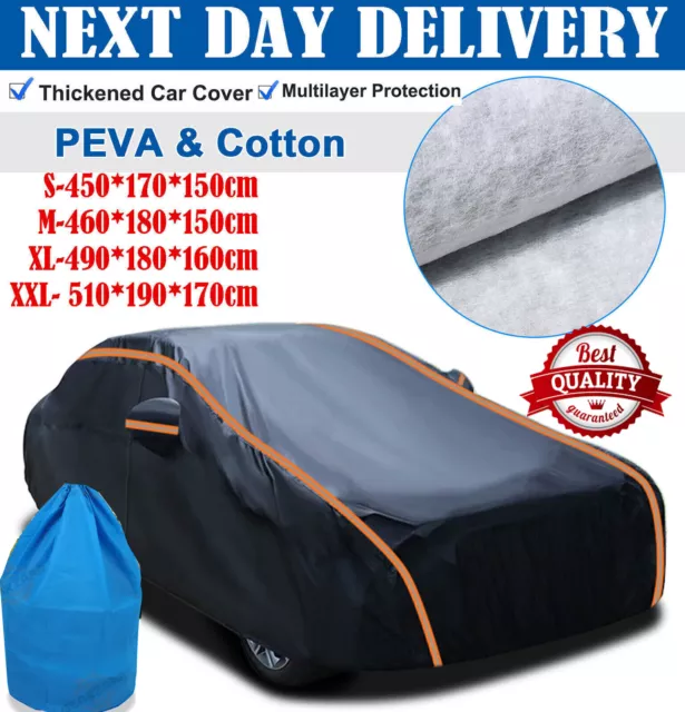 Waterproof 6 Layer Car Cover Heavy Duty Cotton Lined UV Protection - S M XL XXL