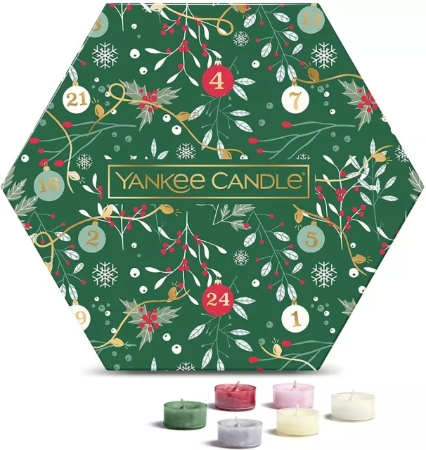 Yankee Candle Gift Set-18 Scented Tea Lights & 1 Ceramic Candle Holder, New