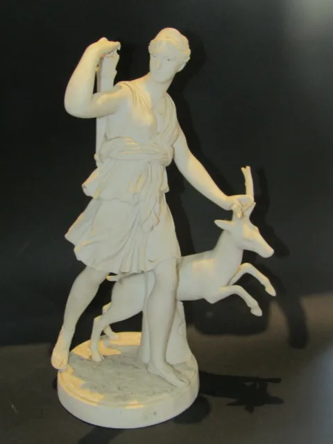 Ancienne Statue Diane Chasseresse Artemis Biscuit Porcelaine Sevres ?