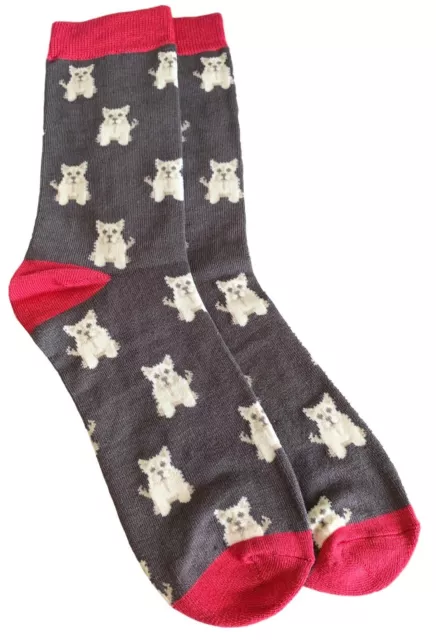 Mens Socks Westie Dog Novelty Fun Dogs Print Grey Red West Highland Terriers