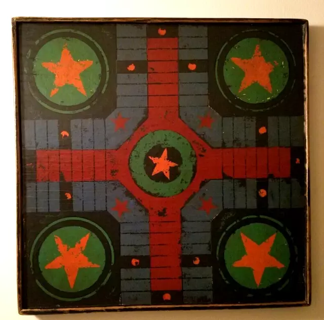 Fantastic Pa. Primitive Multicolor Polychrome Oil Enamel Wood Game Board HP AAFA