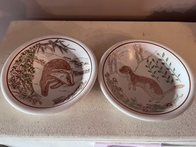 Royal Society For Nature Conservation John Tams Wildlife Cereal Bowls x 2 Stoat