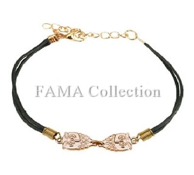 FAMA Owl Cast Iron Leatherette Bracelet with Lobster Claw Clasp 2