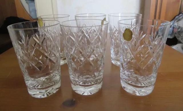 Vintage retro set of 6 Webb Corbett crystal cut juice whisky  glasses 4" 8 oz