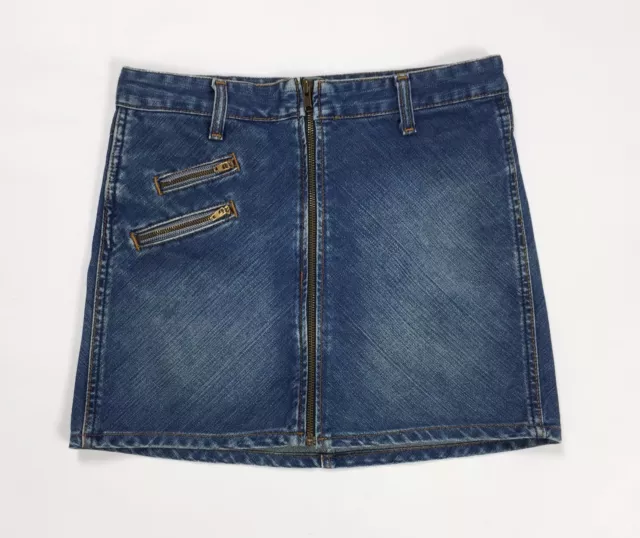 Wrangler mini gonna jeans w27 tg 41 blu zip vita bassa denim vintage usata T2434
