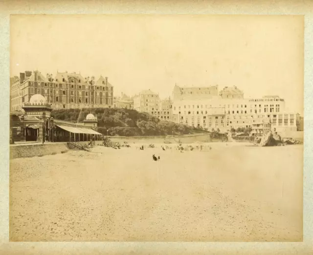 ND. Phot. France, Biarritz, La Grande Plage et le Casino Vintage albumen print.