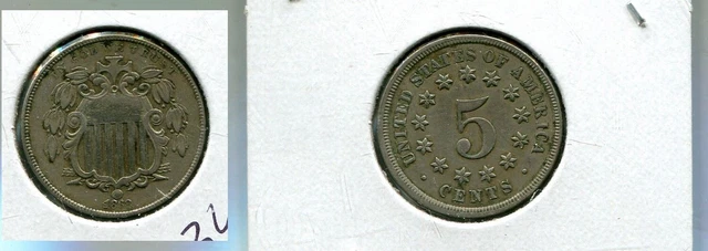 1868 Shield Nickel Type Coin Xf 3439R