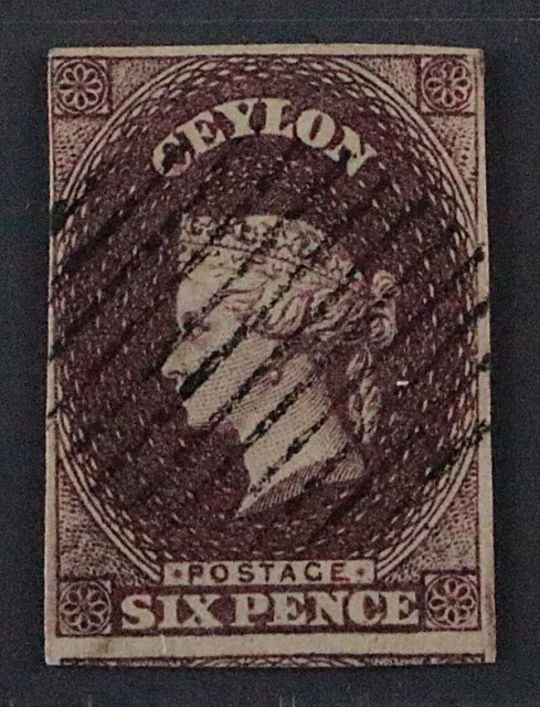 1912, CEYLON 6 y a, 6 P. braunviolett, weißes Papier, sauber gestempelt, 200,-€