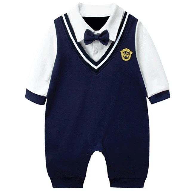 Neugeborenes Baby Jungen Gentleman Strampler Langarm Jumpsuit mit Fliege Outfit