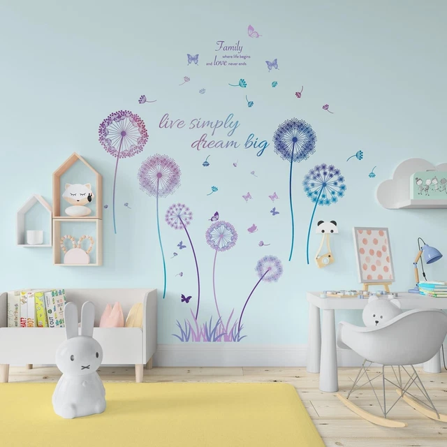 Walplus Large Purple Dandelions And Butterflies Nursery Wall