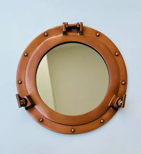 43.2cm Kanal Boot Bullauge Fenster Mirror-Brass Oberfläche Schiff Wand