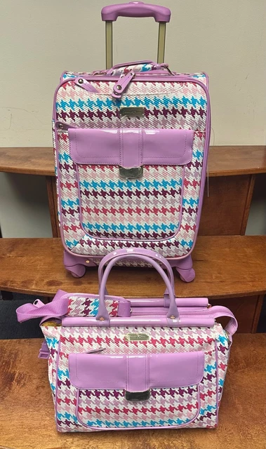 New Samantha Brown Houndstooth 2 Piece Set 20"/Tote Spring Multi Color Spinner