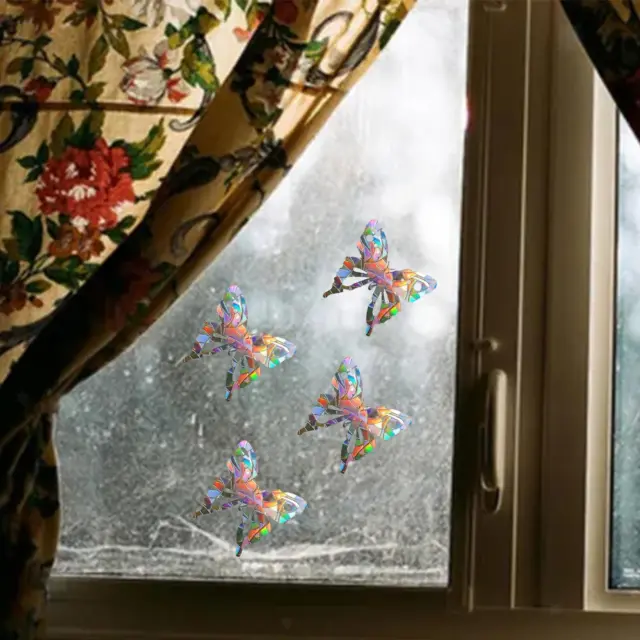 4Pieces Window Stickers Film  Static Cling for Birds Strikes Butterfly