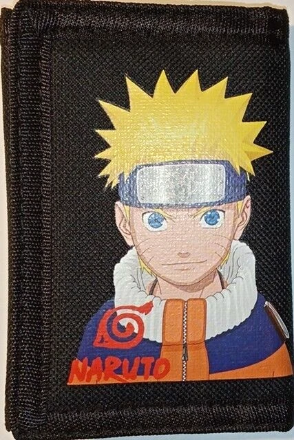 NARUTO Premium Tri-Fold Nylon Wallet Note & Coin Zip Pocket + 6 Card Slots