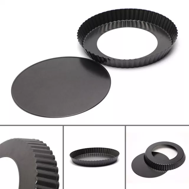 Durable Sheet Metal Cake Mold Pizza Round Black 1-Piece Nonstick Coating