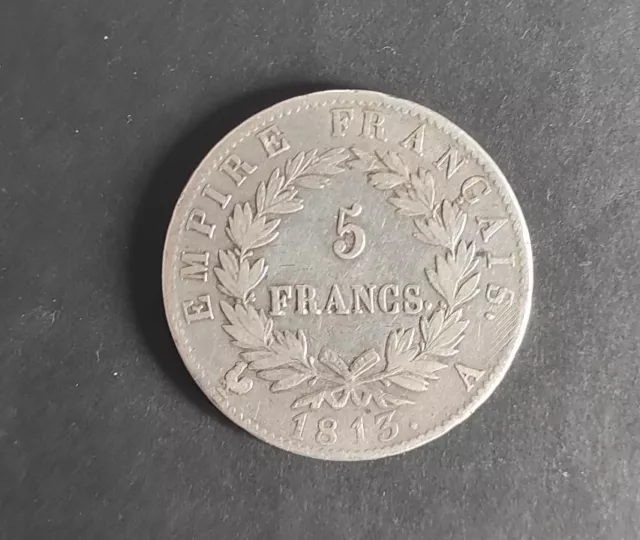 France Piece de 5 Francs Napoléon Empereur, Empire Français de 1813 A Paris