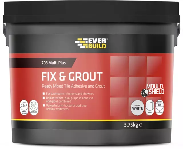 Everbuild FIX02 Fix and Grout 703 Colle Pour Carrelage 2,5 L 3,75 Kg