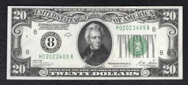 Fr. 2051-H 1928-A $20 Frn Federal Reserve Note St. Louis, Mo Gem Uncirculated