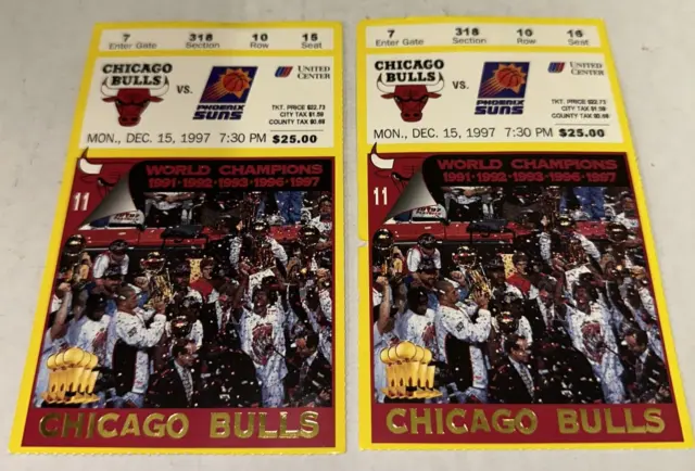 12/15/97 Suns Chicago Bulls United Center Jordan Season NBA Trophy Ticket Stub