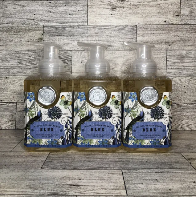 New Lot of 3 Michel Design Works Blue Foaming Hand Soaps 17.8 Oz Each