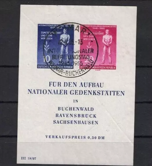 1955 Ged.-Block zum "Intern Befreiungstag" geschn. Sonderst.