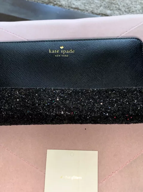 Kate Spade NY Greta Court Leather Zip Around Continental Wallet Black