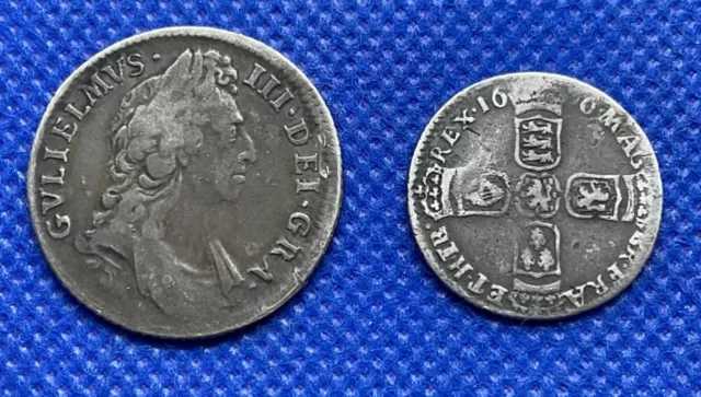 1696 William III shilling & sixpence pair