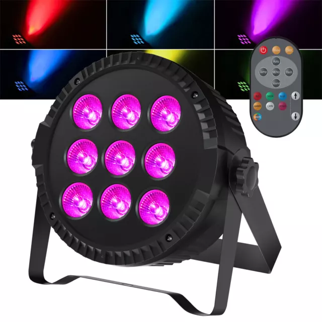 8x 90W PAR 4in1 9 LED RGBW Wash DMX Show Party Bühnenlicht Club Disco + Remote