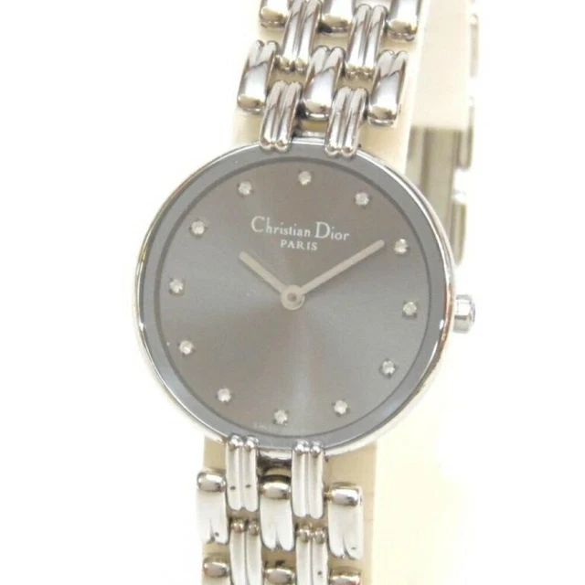 Christian Dior D44-120 Bagira Quartz Analog Stainless Silver Ladies Watch F/S 8