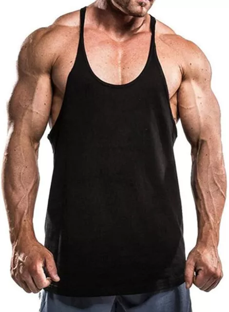  Canotta uomo palestra cotone bodybuilding allenamento, nera, S/M/L/XL 