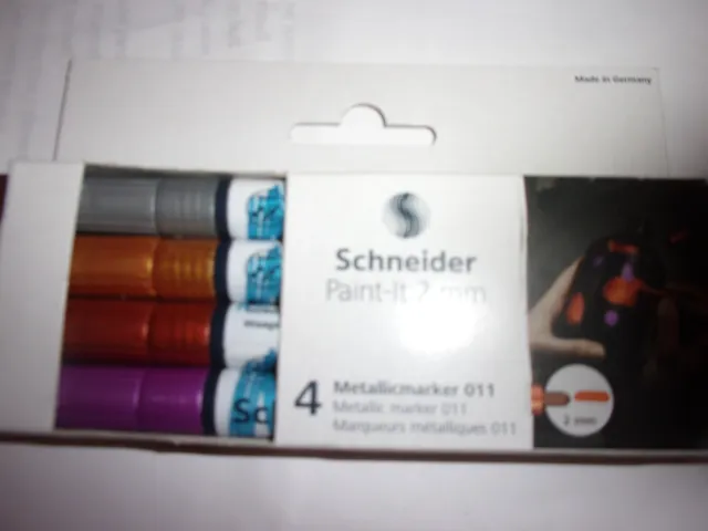 Paint-It 011 Metallic Markers, 2 mm Tip, Wallet, 4 Assorted Ink Colors Set