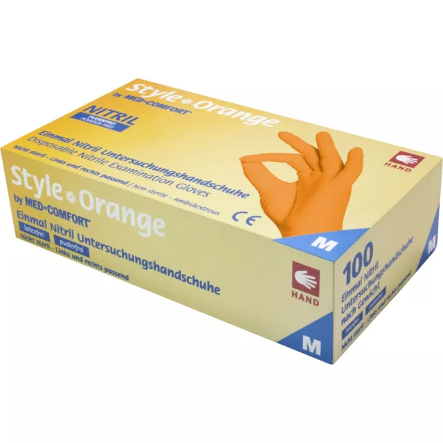 Guantes Med-Comfort Style 01188 naranja nitrilo talla XS
