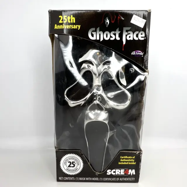 Scream Ghostface 25th Anniversary Fun World Limited Silver Edition Mask Chrome