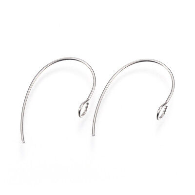 200pcs 304 Stainless Steel Earring Hooks Curved Earwire Findings Ring Loop 25mm