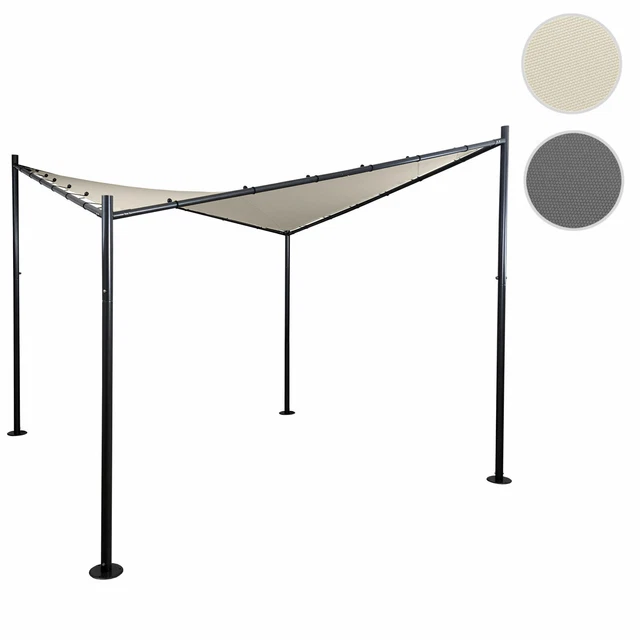 3x3 m PAVILLON GARTEN PERGOLA SONNENSCHUTZ ÜBERDACHUNG SONNENSEGEL creme grau
