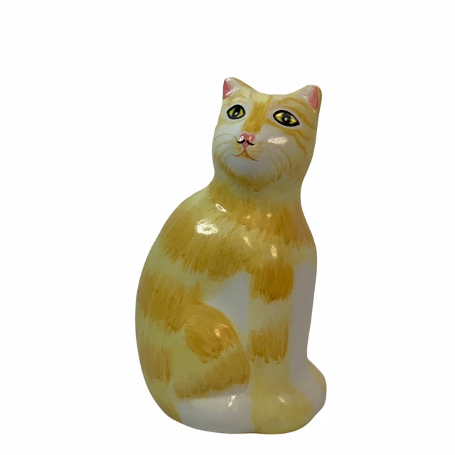 Vintage Mayabella Yucatan Tabby Hand Painted Cat Ceramic Mexican Coin Bank